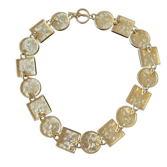 Anne Klein Modernist Geometric Black Enamel Matte Satin Finish Necklace - Picture 2 of 3